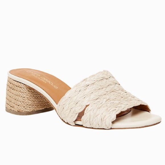 Andre Assous Ivory Cadyn Slip On Sandals block heel raffia jute open toe slides - Picture 10 of 10